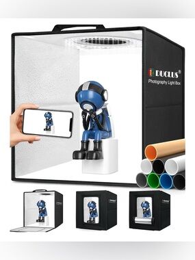 DUCLUS Light Box Photography, 12x12 Photo Booth Box with 120 LED Lights- Dims